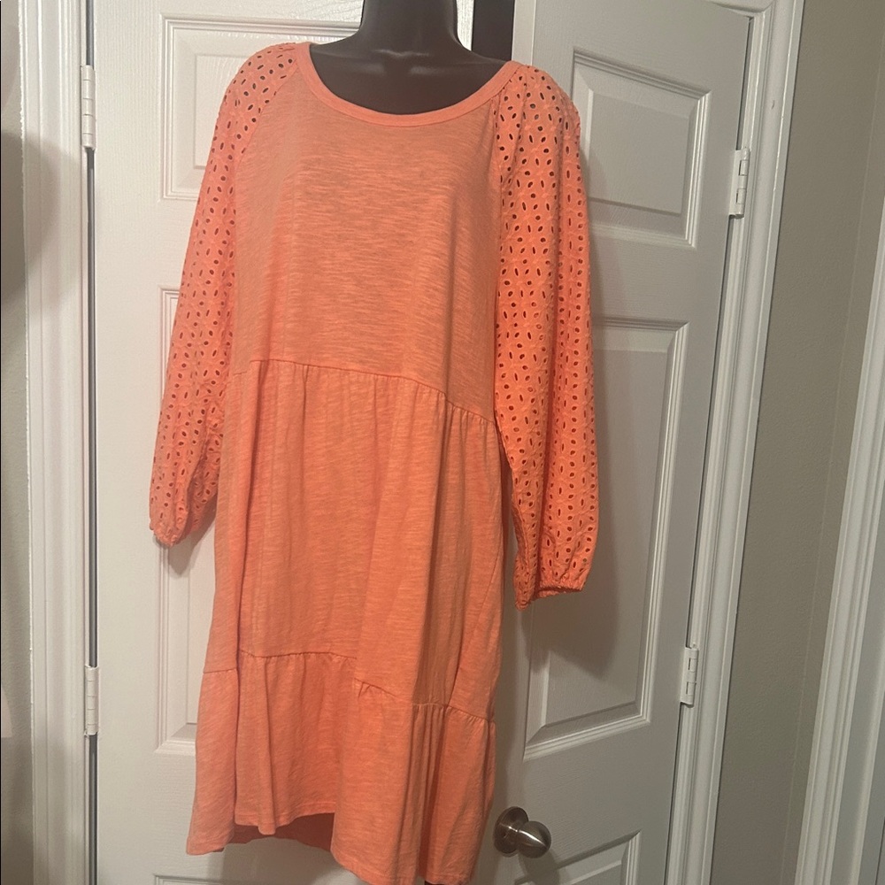 Time and Tru Orange Midi Dress